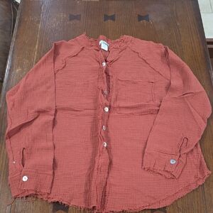 Women's Button Down Shirt - Rust